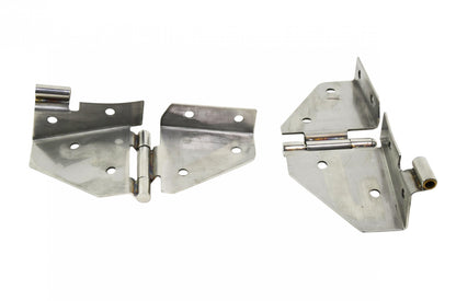 Jeep CJ/YJ Windshield Hinge No Mirror Holes Pair 76-95 CJ and Wrangler YJ Polished Silver Kentrol-2