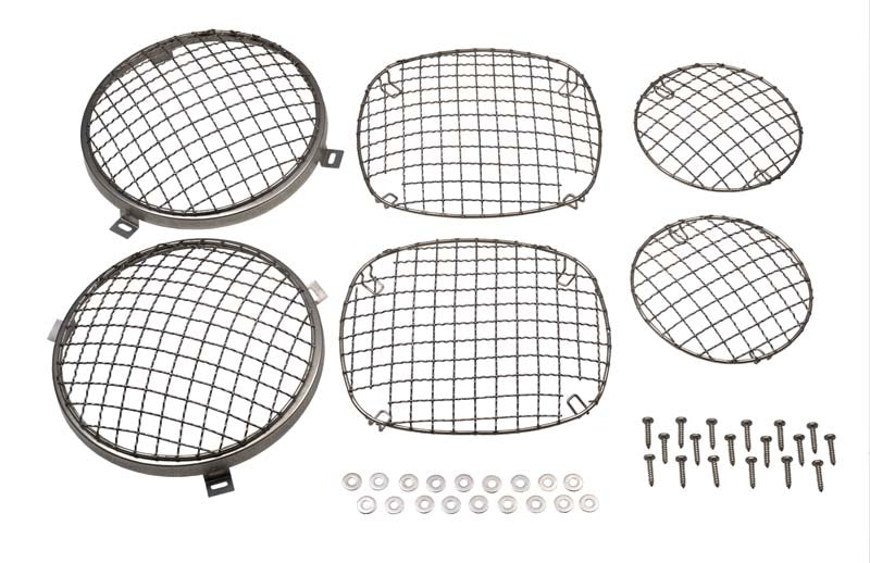 Kentrol Jeep CJ Wire Mesh Guard Set 6 Pieces 76-86 CJ Polished Silver Kentrol