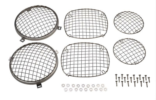 Kentrol Jeep CJ Wire Mesh Guard Set 6 Pieces 76-86 CJ Polished Silver Kentrol