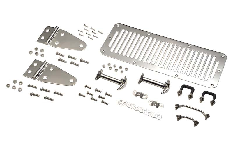 Kentrol Jeep CJ/YJ Hood Kit  78-95 CJ and Wrangler YJ Polished Silver Kentrol