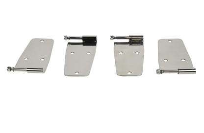 Jeep CJ/YJ Hardtop Door Hinge Set Without Mirror Holes 4 Pieces 76-93 CJ and Wrangler YJ Polished Silver Kentrol-1