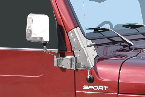 Kentrol Jeep TJ Windshield Hinge Pair 97-06 Wrangler TJ Polished Silver Kentrol
