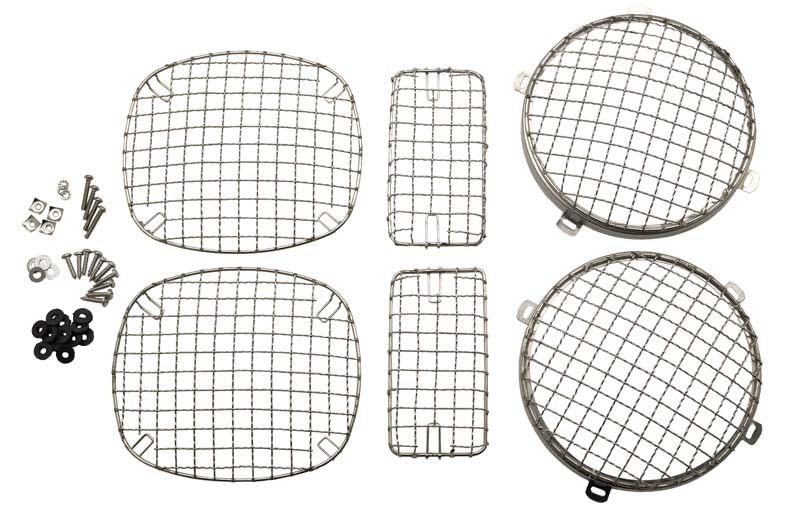 Kentrol Jeep TJ Wire Mesh Guard Set 6 Pieces 97-06 Wrangler TJ Polished Silver Kentrol