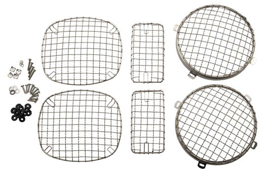 Kentrol Jeep TJ Wire Mesh Guard Set 6 Pieces 97-06 Wrangler TJ Polished Silver Kentrol