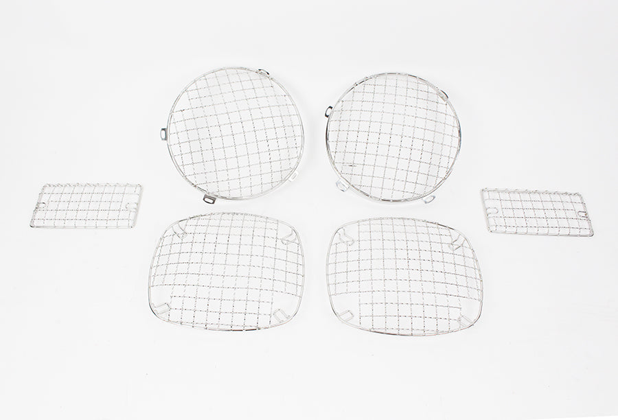 Kentrol Jeep TJ Wire Mesh Guard Set 6 Pieces 97-06 Wrangler TJ Polished Silver Kentrol