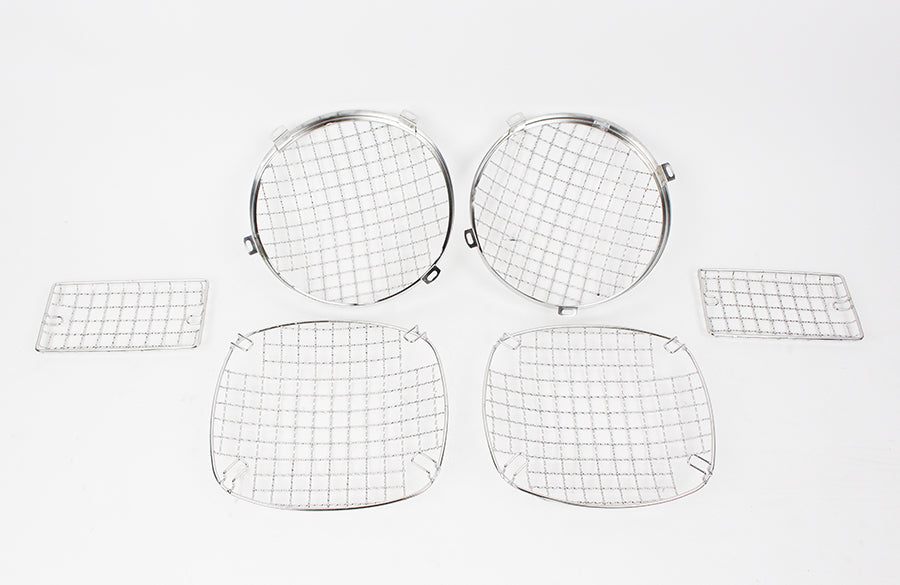 Kentrol Jeep TJ Wire Mesh Guard Set 6 Pieces 97-06 Wrangler TJ Polished Silver Kentrol