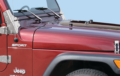 Jeep TJ/JK Windshield Tie Down Kit 97-18 Wrangler TJ/JK Polished Silver Kentrol-2