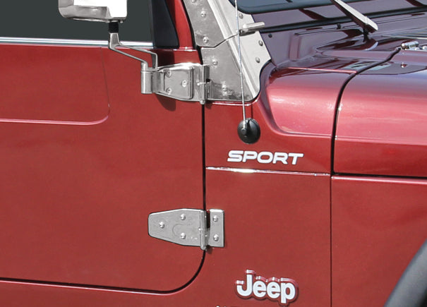 Kentrol Jeep TJ Door Hinge Set 4 Pieces 97-06 Wrangler TJ Polished Silver Kentrol