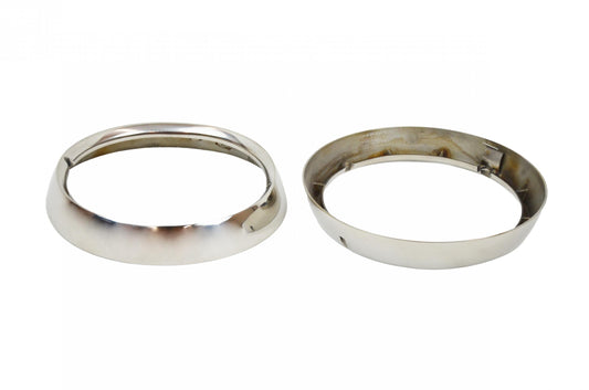 Jeep CJ Headlight Bezels Pair 72-86 CJ Polished Silver Kentrol-1
