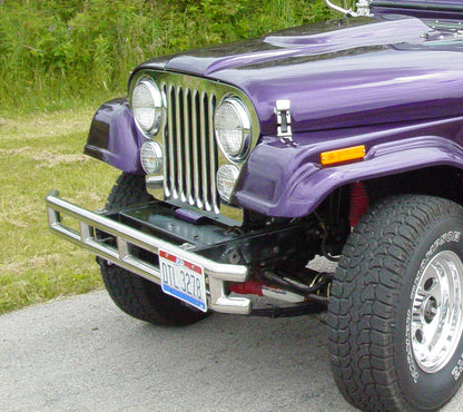 Jeep CJ Headlight Bezels Pair 72-86 CJ Polished Silver Kentrol-4