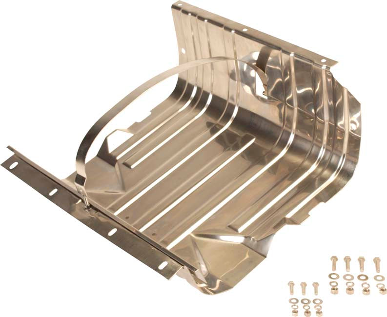 Kentrol Jeep CJ/YJ Gas Tank Skid Plate with strap 76-90 CJ and Wrangler YJ Polished Silver Kentrol
