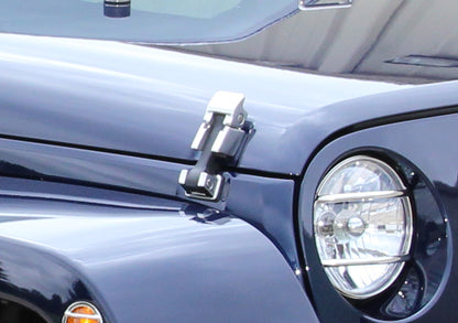 Jeep JK Hood Catch Pair 07-18 Wrangler JK Polished Silver Kentrol-4