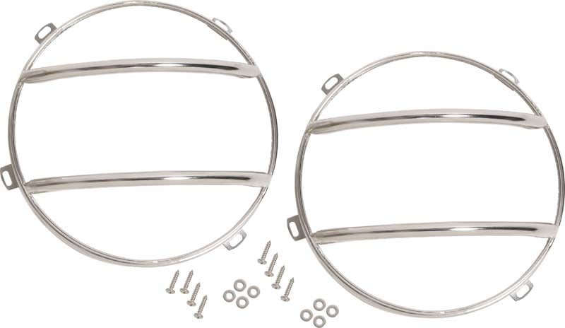 Kentrol Jeep JK Euro Headlight Guards Pair  07-18 Wrangler JK Polished Silver Kentrol
