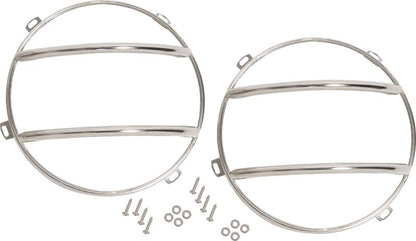 Jeep JK Euro Headlight Guards Pair 07-18 Wrangler JK Polished Silver Kentrol