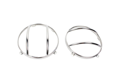 Jeep JK Euro Headlight Guards Pair 07-18 Wrangler JK Polished Silver Kentrol-1