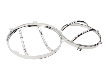Jeep JK Euro Headlight Guards Pair 07-18 Wrangler JK Polished Silver Kentrol-2