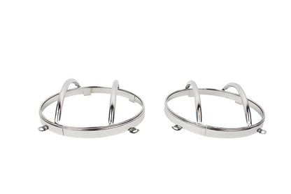 Jeep JK Euro Headlight Guards Pair 07-18 Wrangler JK Polished Silver Kentrol-3