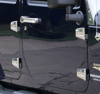 Jeep JK Door Hinge Set 8 Pieces 4 Door 07-18 Wrangler JK Polished Silver Kentrol-5