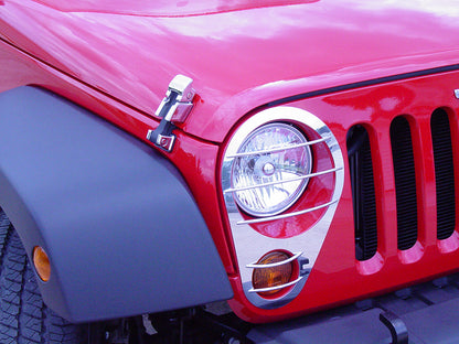 Jeep JK Headlight Guards Pair 07-18 Wrangler JK Polished Silver Kentrol-4