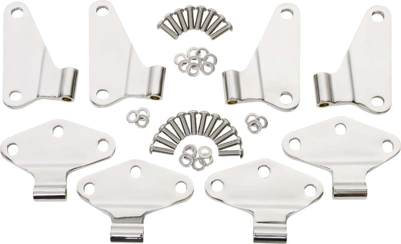 Kentrol Jeep JK Body Door Hinge Set 8 Pieces 4 Door 07-18 Wrangler JK Polished Silver Kentrol