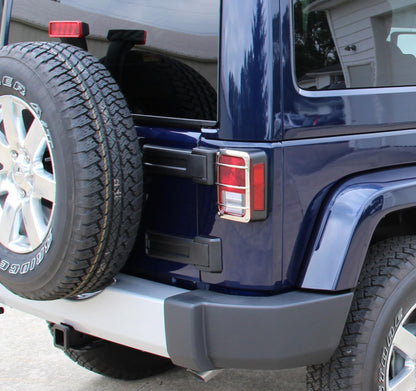 Jeep JK Taillight Guard Pair 07-18 Wrangler JK Polished Silver Kentrol-5