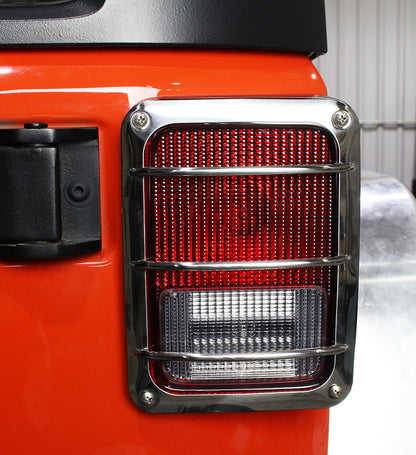 Jeep JK Taillight Guard Pair 07-18 Wrangler JK Polished Silver Kentrol-8