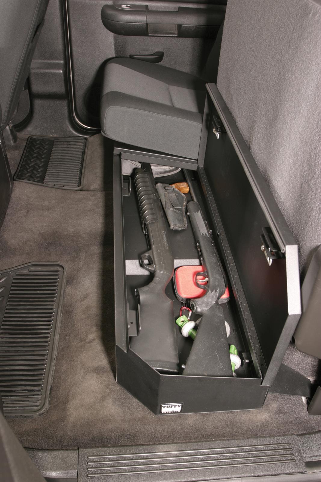 Rear Underseat Lockbox - 07-19 Silverado/Sierra 1500 19 Old Body Style} / 07-19 2500HD/3500HD w/ Crew Cab Full Length Black Products Tuffy Security-3