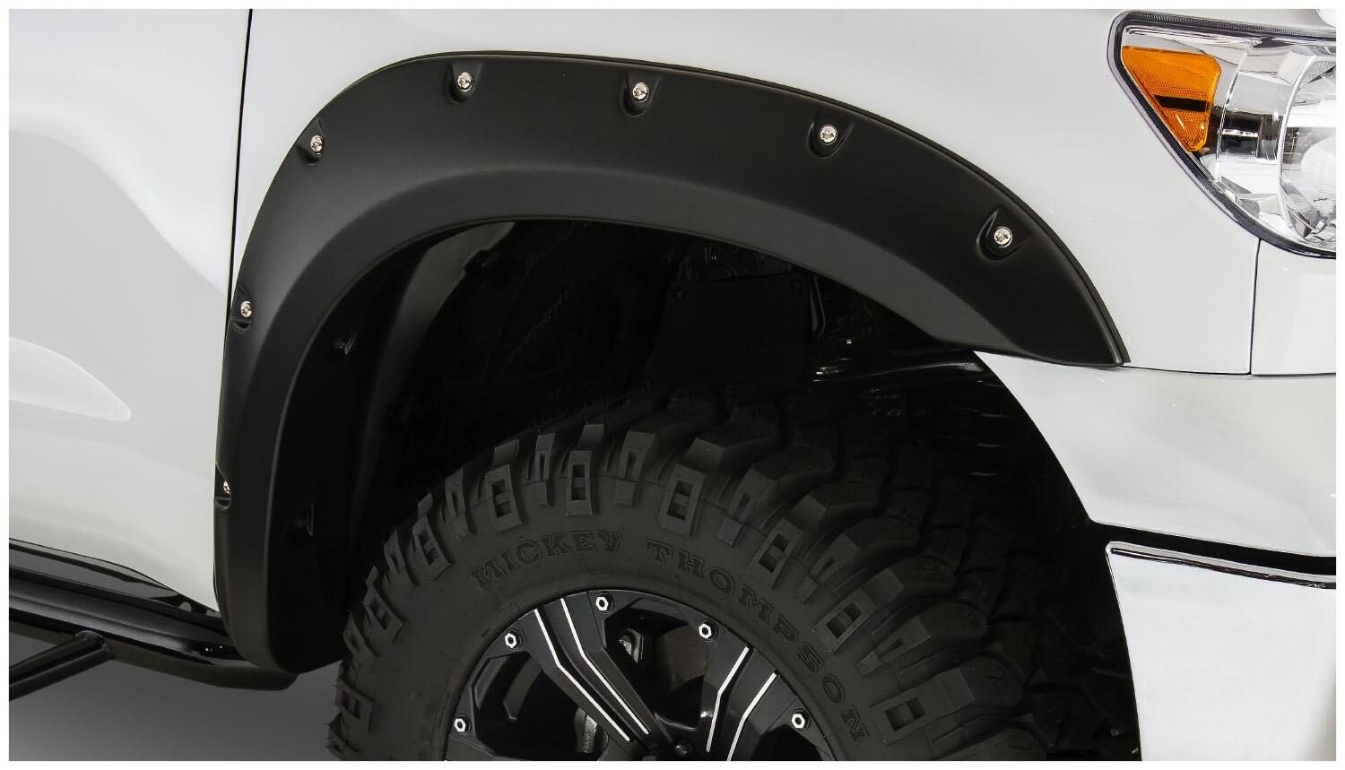Black Pocket/Rivet Style Smooth Finish 4-Piece Fender Flare Set For 2007-2013 Toyota Tundra Bushwacker-1
