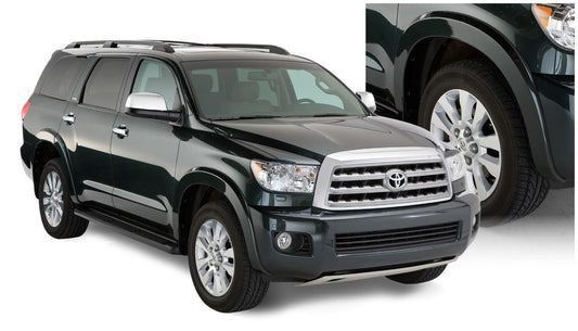 Black OE Style Smooth Finish 4-Piece Fender Flare Set For 2008-2015 Toyota Sequoia W/Factory Mudflaps Bushwacker