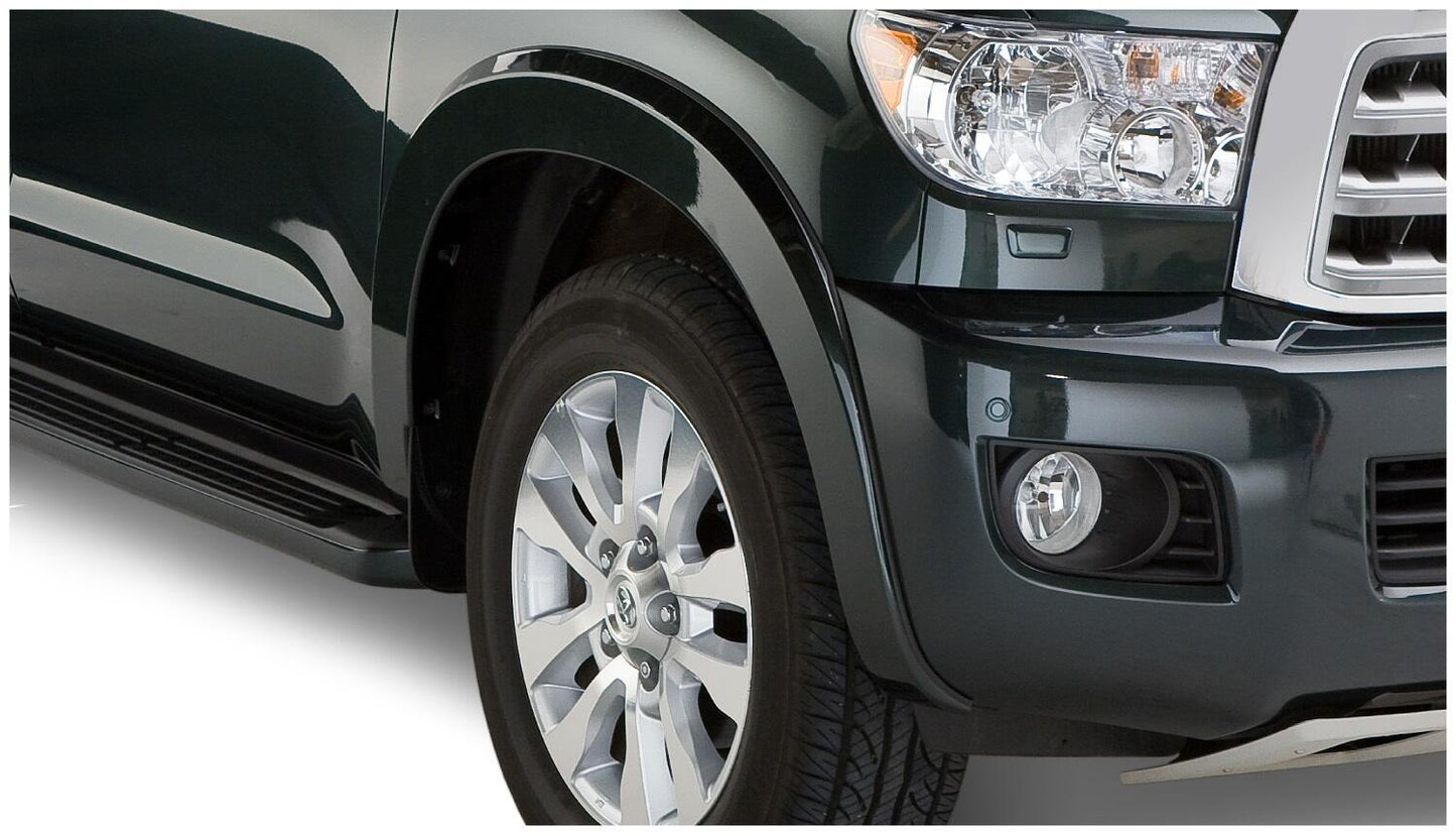 Black OE Style Smooth Finish 4-Piece Fender Flare Set For 2008-2015 Toyota Sequoia W/Factory Mudflaps Bushwacker-1