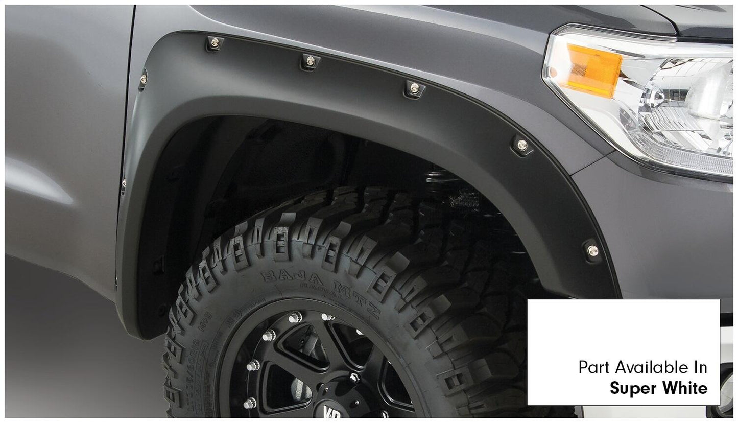 Pocket/Rivet Style Color Matched Super White 4-Piece Fender Flare Set For 2017-2021 Toyota Tundra, Must Remove Mudflaps Bushwacker-1
