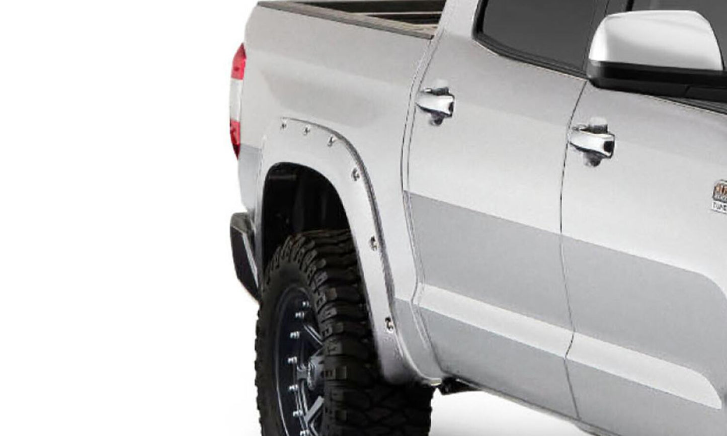 Pocket/Rivet Style Color Matched Super White 4-Piece Fender Flare Set For 2017-2021 Toyota Tundra, Must Remove Mudflaps Bushwacker-2