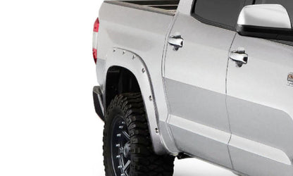 Pocket/Rivet Style Color Matched Super White 4-Piece Fender Flare Set For 2017-2021 Toyota Tundra, Must Remove Mudflaps Bushwacker-2