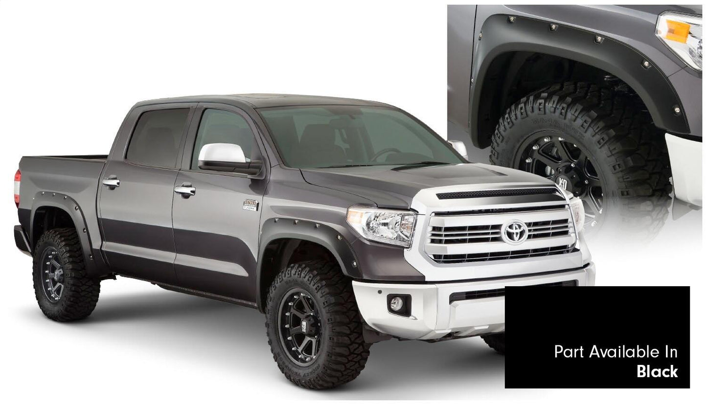 Pocket/Rivet Style Color Matched Black 4-Piece Fender Flare Set For 2016-2018 Toyota Tundra Bushwacker