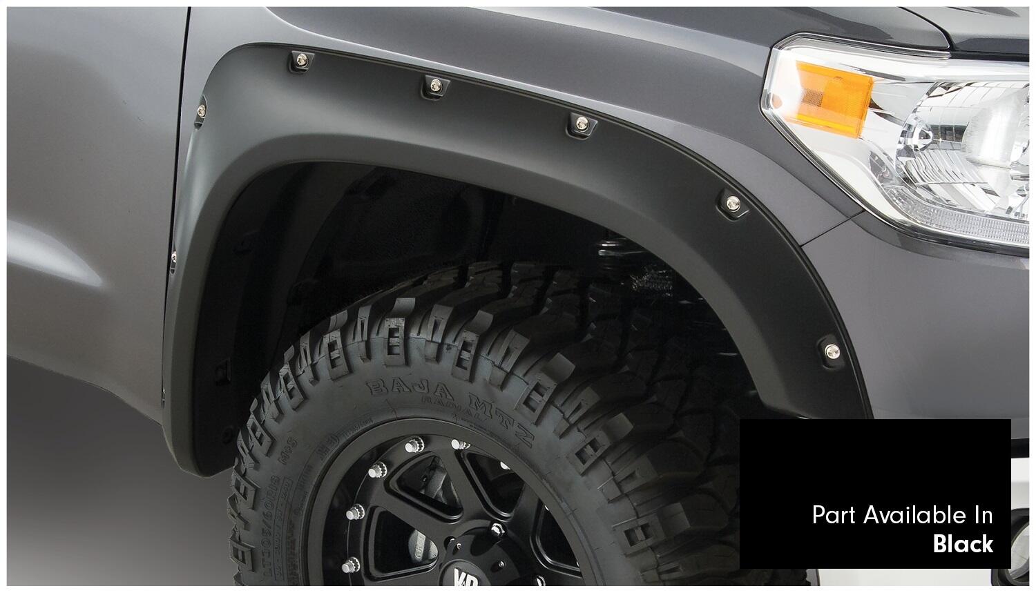 Pocket/Rivet Style Color Matched Black 4-Piece Fender Flare Set For 2016-2018 Toyota Tundra Bushwacker-1