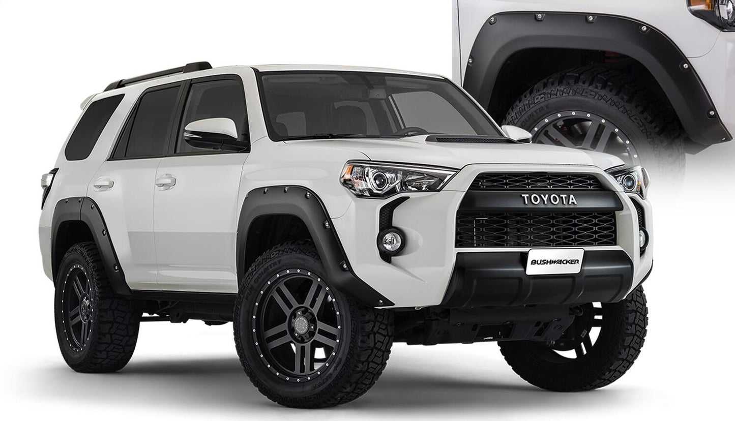 Black Pocket/Rivet Style Smooth Finish 4-Piece Fender Flare Set For 2014-2022 Toyota 4Runner (Excludes Limited) Bushwacker