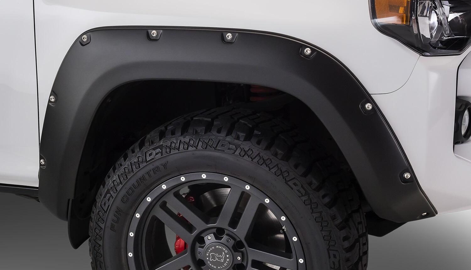 Black Pocket/Rivet Style Smooth Finish 4-Piece Fender Flare Set For 2014-2022 Toyota 4Runner (Excludes Limited) Bushwacker-1