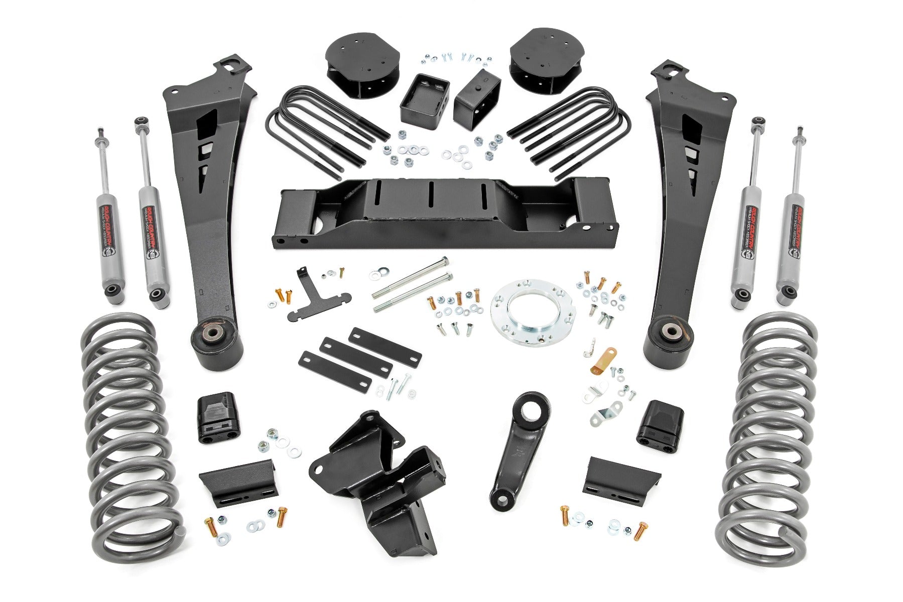 Rough Country 5.0 Inch Dodge Radius Arm Suspension Lift Kit (2020 Ram 3500 4WD Diesel, Air Ride, Dual Rear Wheels) Rough Country