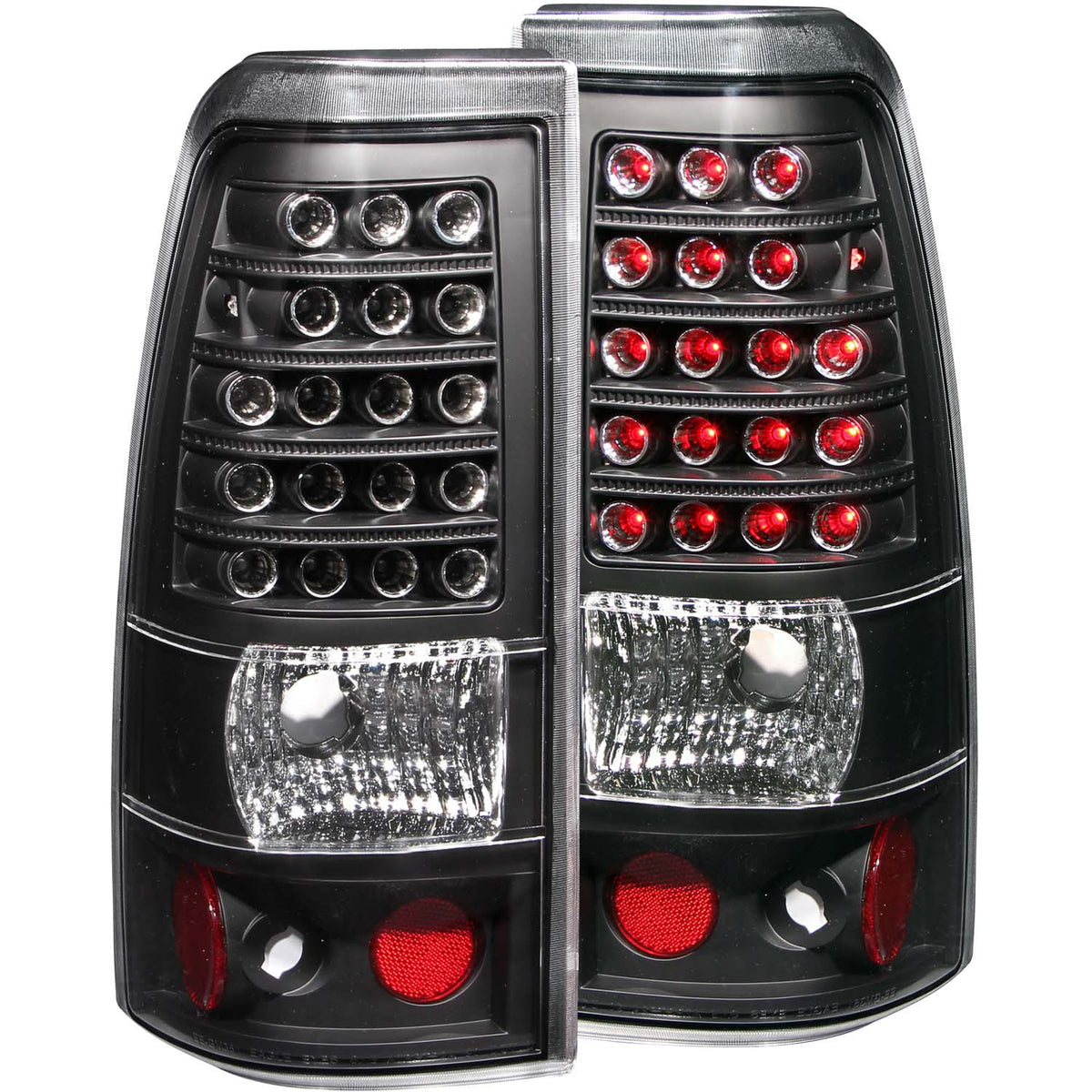 Tail Light Set LED Clear Lens Black Housing Pair This Housing Has 4 Socket Ports Chevrolet Silverado 1500/1500 HD/2500 HD/3500 2003-2007, 2500 2003-2006 AnzoUSA
