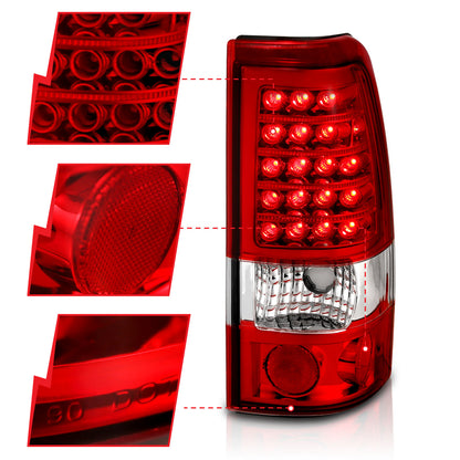 Tail Light Set LED Red/Clear Lens Pair Does Not Fit 3500 Series Or Stepside Models Chevrolet Silverado 1500/2500 1999-2007, 2500 HD 2001-2007, 3500 HD 2007, GMC Sierra 1500 1999-2007, 2500 1999-2004 AnzoUSA-5