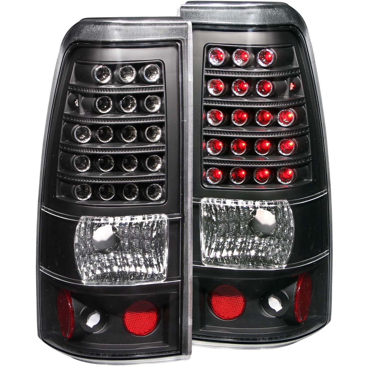 Tail Light Set LED Clear Lens Black Housing Pair This Housing Has 3 Socket Ports Chevrolet Silverado 1500/2500 1999-2007, 1500 HD/3500 2001-2002, 2500 HD 2001-2007, 3500 HD 2007, GMC Sierra 1500 1999-2007, 1500 HD/2500 HD 2001-2007, 2500 1999-2004 AnzoUSA