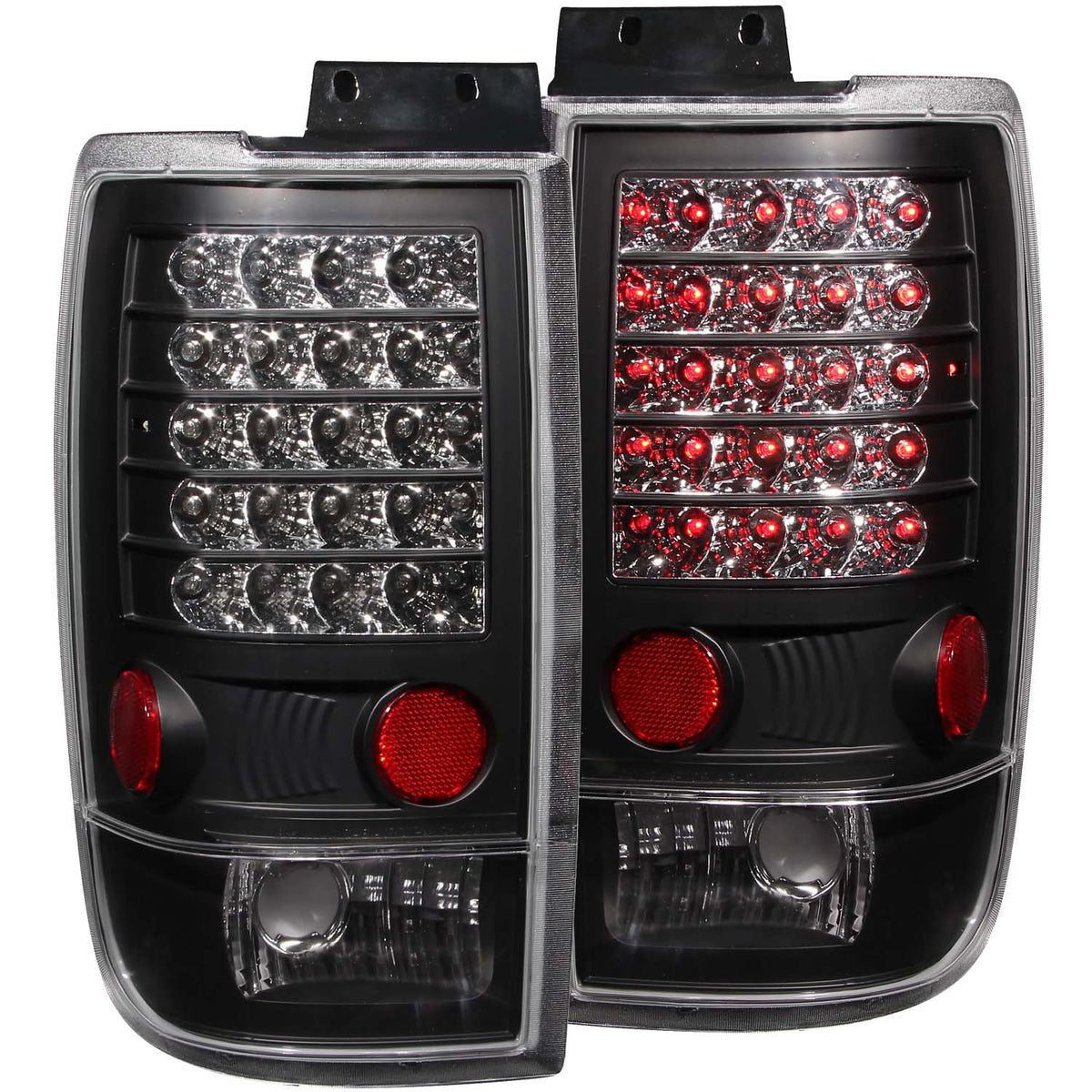 Tail Light Set LED Clear Lens Black Housing Pair Ford Expedition 1997-2002 AnzoUSA