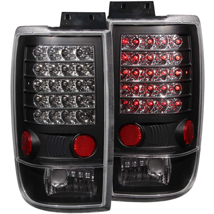 Tail Light Set LED Clear Lens Black Housing Pair Ford Expedition 1997-2002 AnzoUSA