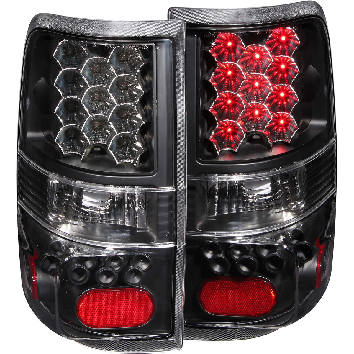 Tail Light Set LED Clear Lens Black Housing Pair Does Not Fit Flareside Or Stepside Models Ford F-150 2004-2008 AnzoUSA