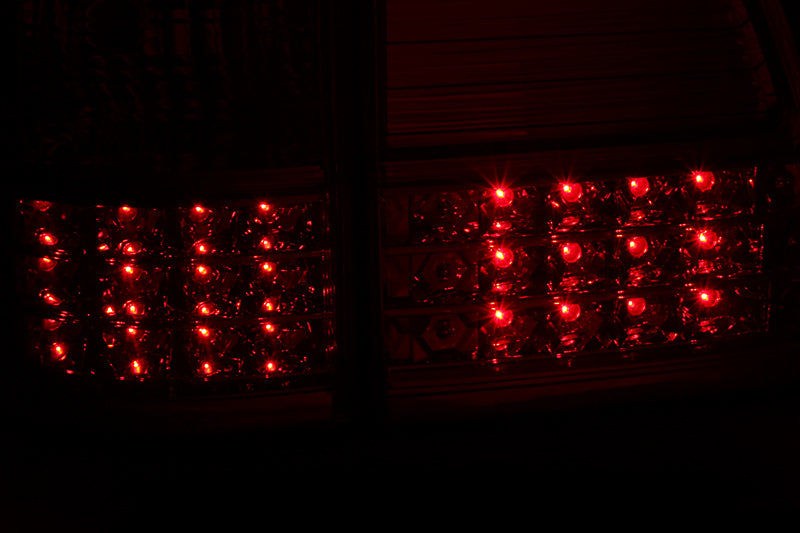 Tail Light Set Chrome LED Red/Clear Lens Red Reflector Pair Toyota Land Cruiser 1998-2005 AnzoUSA-2