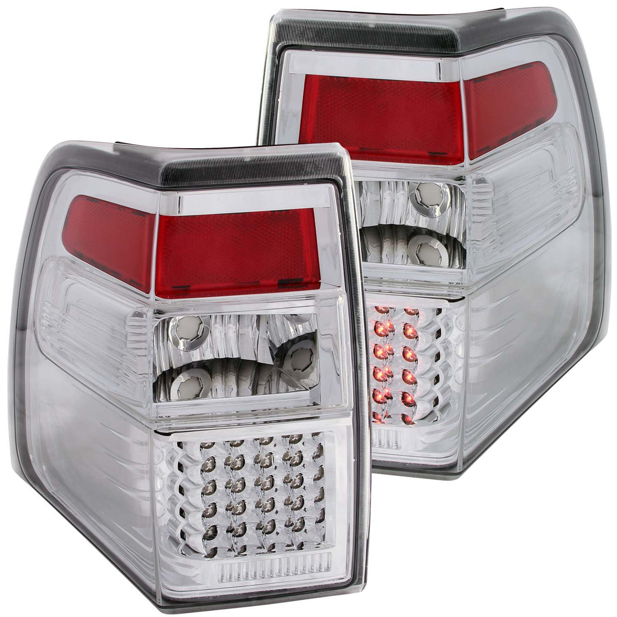 Tail Light Set LED Clear Lens Chrome Housing Pair Ford Expedition 2007-2017 AnzoUSA