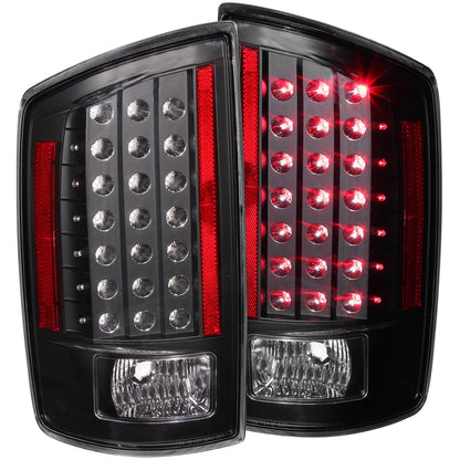 Tail Light Set LED Clear Lens Black Housing Pair Dodge Ram 1500 2007-2008, 2500/3500 2007-2009 AnzoUSA