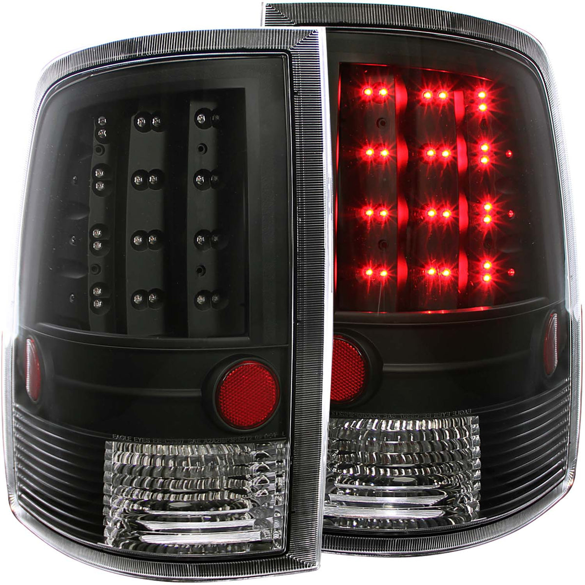 Tail Light Set LED Clear Lens Black Housing Pair Does Not Fit Models With Stock LED Tail Lights Ram 1500/2500/3500 2009-2018 AnzoUSA