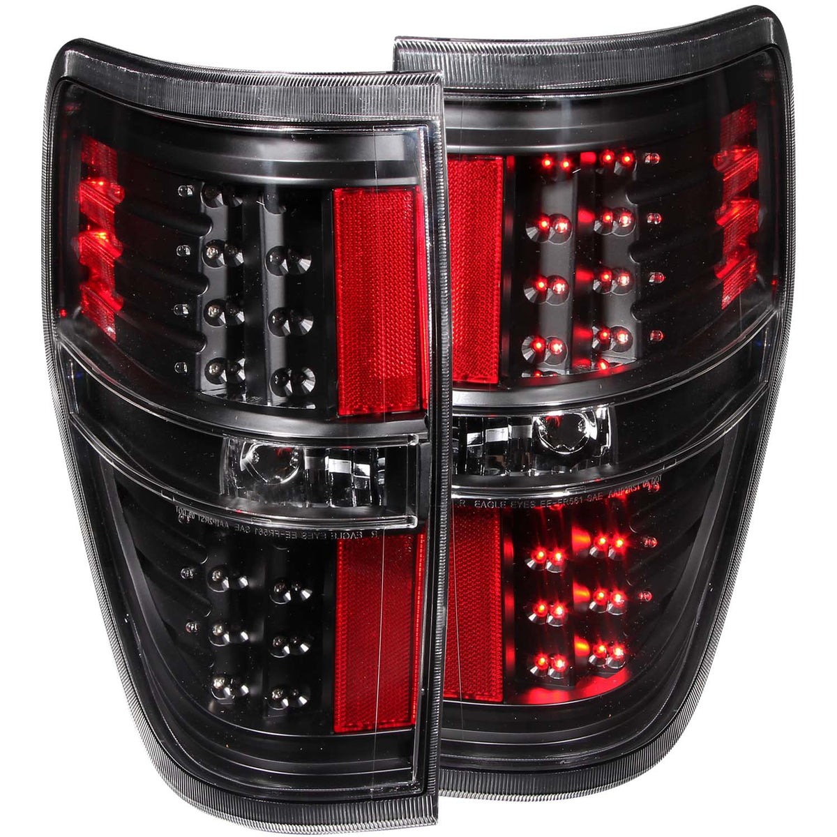 Tail Light Set LED Clear Lens Black Housing Pair Ford F-150 2009-2014 AnzoUSA