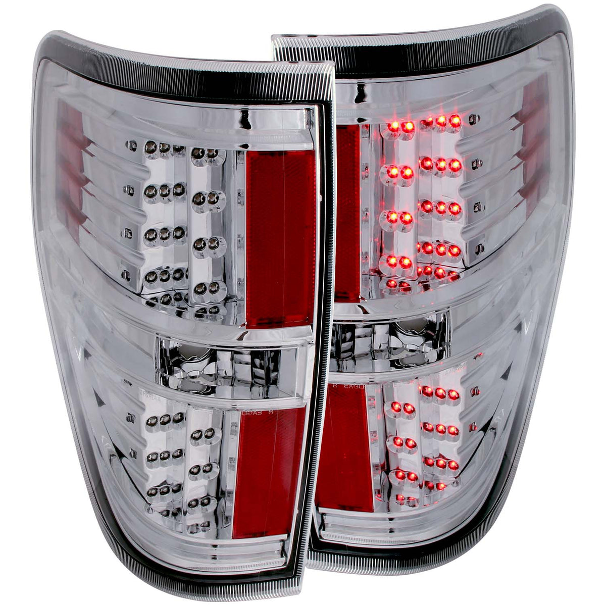 Tail Light Set LED Red/White Clear Lens Chrome Housing Pair Ford F-150 2009-2014 AnzoUSA